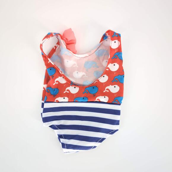 Unbranded White Red Blue Whale & Stripe One Piece Bathing Suit for 18" Dolls GUC - Picture 7 of 8
